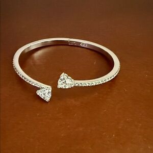 Swarovski Elegant Silver Heart Bangle Bracelet